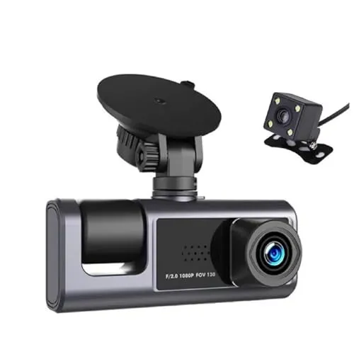 H309 Full Hd 1080P Üç Kameralı Araç Içi Kamera Araba Güvenlik Kamerası Gece Görüşü Ön Geri iç Kayıt IR LED