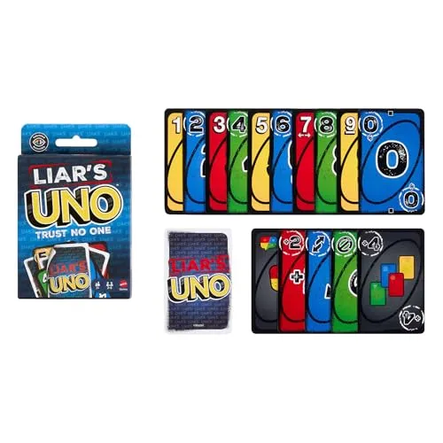 Blöf yaparak diğer oyuncuları kandırabileceğiniz yetişkinlere, çocuklara, ailelere, partilere, oyun gecelerine ve eğlenceli seyahatlere yönelik Mattel Games UNO Liars kart oyunu, JLH43