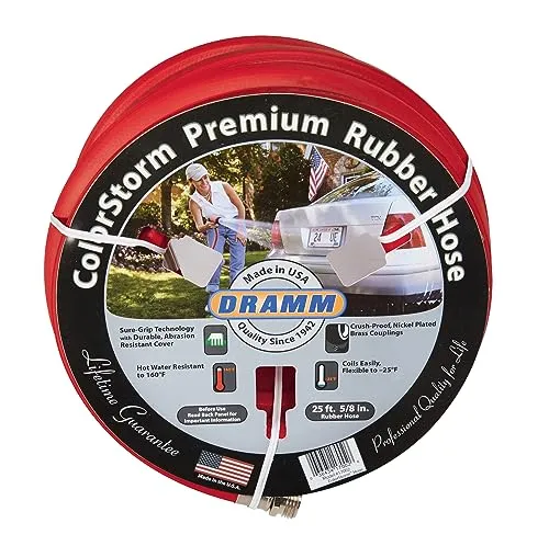Dramm 17001 ColorStorm Kauçuk Bahçe Hortumu, 5/8"x50", Kırmızı