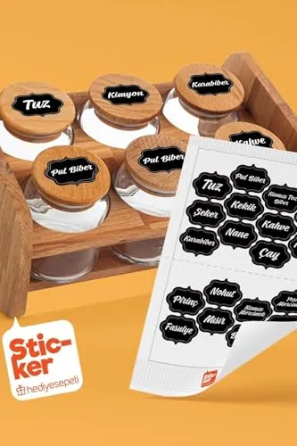 Hediyesepeti 20 Adet Baharat & Bakliyat Kavanoz Etiketi Sticker