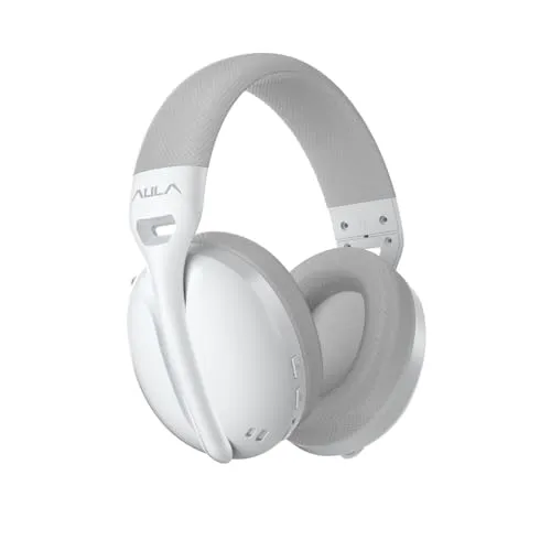 Aula S6 3 Modlu Kablosuz 3.5mm Kablolu ve Bluetooth 5.3 Mikrofonlu Gaming Oyuncu Kulaklığı Beyaz Ultra Hafif Hafızalı Sünger 40mm Sürücülü Gürültü Önleyici