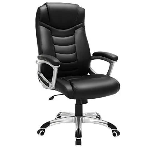 SONGMICS Ergonomik Ofis Koltuğu Yüksekliği Ayarlanabilir Döner Sandalye Sağlam, Dayanıklı, Siyah Obg21B 52x53x122 cm