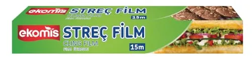 Streç Film 15 Metre Gıda Sarma Filmi Bıçaklı Kutu, Pratik Kesim, Güçlü Yapışma Özelliği, Gıda Uyumlu Malzeme