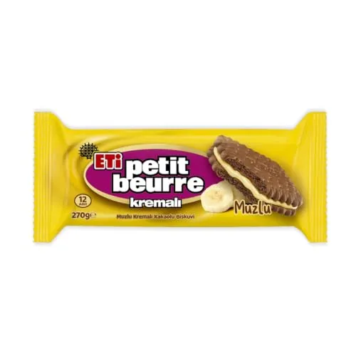 ETİ Petit Beurre Muzlu Kremalı Kakaolu Bisküvi 270 Gram