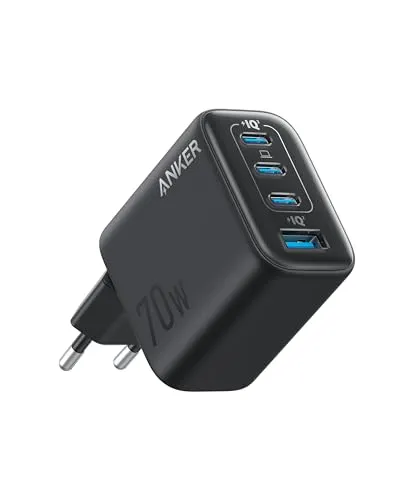 Anker Zolo 70W USB-C Şarj Cihazı, 4 Bağlantı Noktalı Güç Adaptörü, Ultra Hızlı, Kompakt ve Sağlam, Siyah - A121C