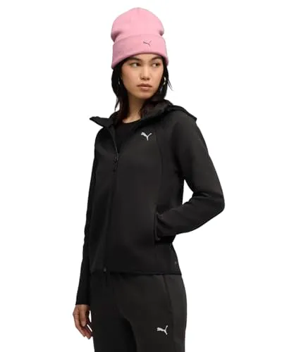 PUMA Kadın Evostripe Tam Fermuarlı Kapüşonlu Sweatshirt, Puma Black, M