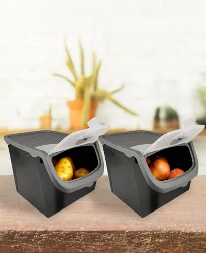 Digithome Coral 2'li Soğan Patates Saklama Kabı 12 Litre - Gri