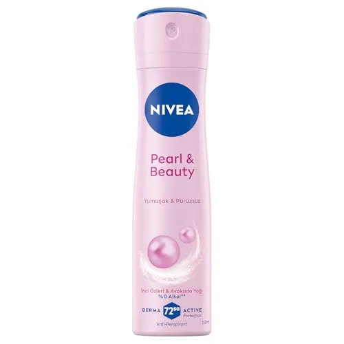 NIVEA Kadın Sprey Deodorant Pearl&Beauty 150 ml,72 Saat Terlemeye Karşı Anti Perspirant Koruma,Doğal İnci Özleri ve Avokado Yağı,Yumuşak,Pürüzsüz Koltuk Altı,Alkol İçermez