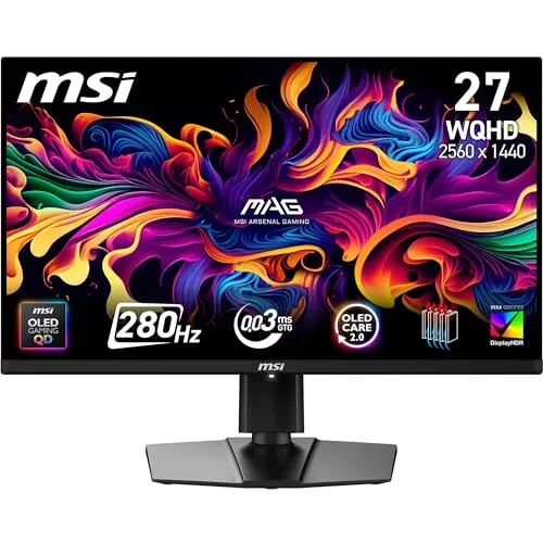 MSI 26.5" MAG 271QP QD-OLED X28, Gaming Monitör, WQHD, 16:9, Flat, QD-OLED, 280Hz 0.03ms, FreeSync Premium Pro, Pivot