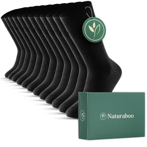 Naturaboo Bambu Crew Klasik Çorap - Dikişsiz Burun, Terletmez, Nefes Alabilir, Kutulu - 6 Çift Paket