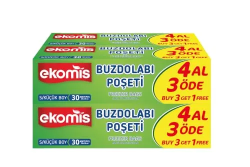 Küçük Boy Buzdolabı Poşeti 4 Al 3 Öde 120 Adet (4 * 30) | 20 x 30 cm | BPA İçermez | Şeffaf | Dayanıklı ve Sızdırmaz | Derin Dondurucu ve Gıda Saklama Poşeti