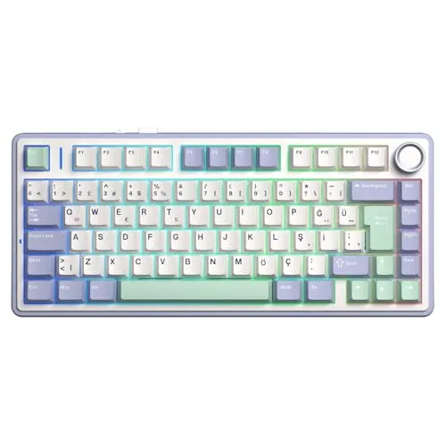 Aula F75 Mekanik RGB TKL GrayWood V4 Switch Kablosuz Makrolu Hot Swap Türkçe Q Klavye Pastel