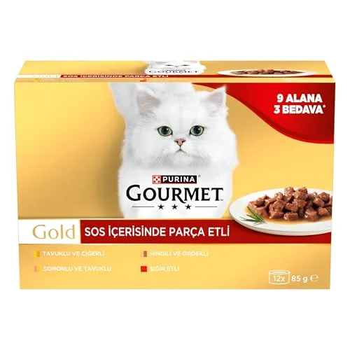 Gourmet Gold Parça Sığır Etli Yaş Kedi Maması Multipack 85 gr.(48 Al 36 Öde)