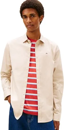 Tommy Hilfiger TJM ORIGINAL STRETCH SHIRT Erkek Uzun Kollu Gömlek Gulf Sand M