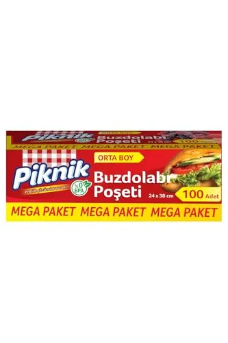 Piknik Gıda Ambalaj Buzdolabı Poşeti Orta-Mega 100'lü 1536