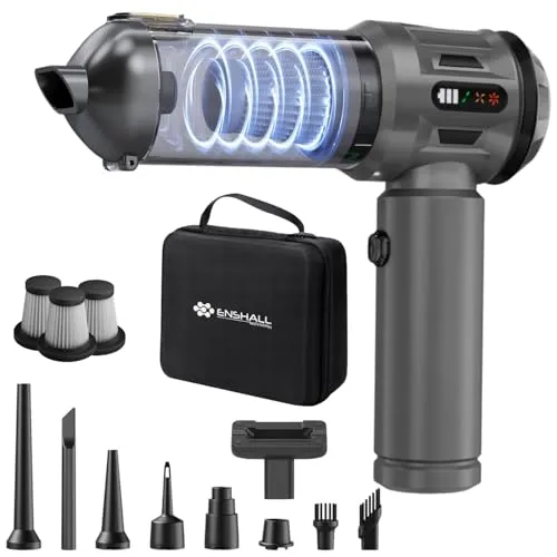 Yeni Güçlendirilmiş Yedek Filtreli Araç Süpürgesi Taşınabilir Çantalı 20000PA, 4'ü1 Arada El Tipi Süpürge&Üfleyici LcD Ekran, Çoklu Başlıklar, Ev, Araba, Evcil Hayvan Tüyleri için Mini Şarjlı Süpürge
