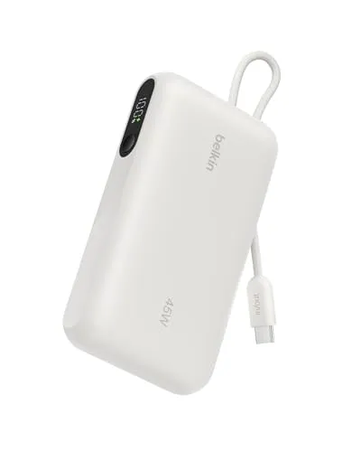 Belkin UltraCharge 10000 mAh USB-C Kablolu ve Ekranlı Power Bank, Kum Rengi