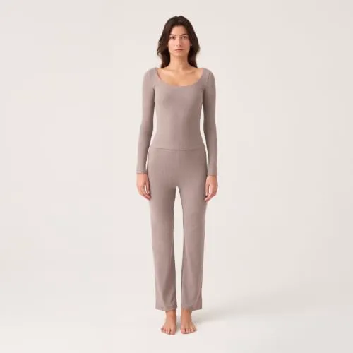 Los Ojos x Ece Vizon Modal Kumaşlı Uzun Kollu Eşofmanlı Pijama Takımı Ribbed PJ2