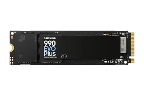 Samsung 990 EVO Plus NVMe M.2 SSD 2 TB, PCIe 4.0 x4 / PCIe 5.0 x2, NVMe 2.0 (2280), 7.250 MB/s okuma, 6.300 MB/s yazma, oyun ve grafik düzenleme için dahili SSD MZ-V9S2T0BW
