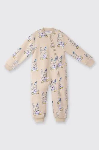 Unisex Bebek Desenli Bej Uyku Tulumu 4 Yaş (104 cm)