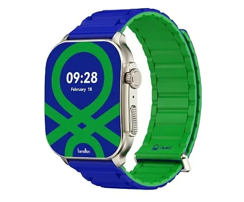 Benetton & Imiki Frame 2 Akıllı Saat, 2.01" AMOLED Ekran, IP68 Su Geçirmez, 100+ Spor Modu, Always On Display, Bluetooth Bağlantılı, Sağlık Takibi (Royal Bay)