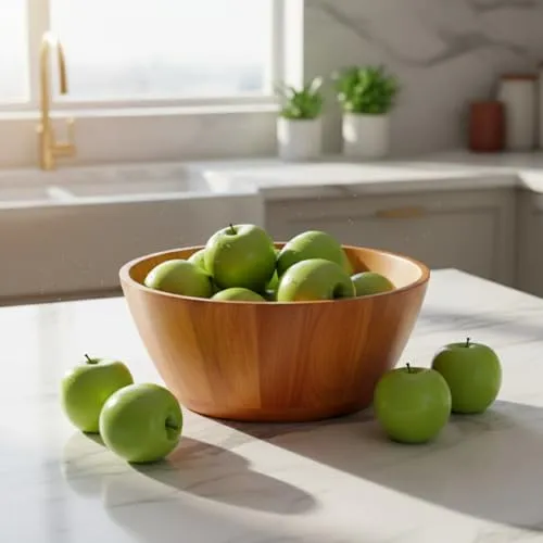 Deconox Doğal Akasya Ahşap Salata ve Sunum Kasesi – 30x13 cm Ekstra Derin ve Büyük Boy El Yapımı Meyvelik, Cips ve Patlamış Mısır Servis Kasesi