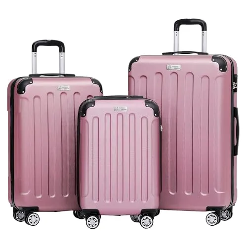Anthony Jackson Ultra Hafif ABS Valiz TRION (Pembe, 3'lü Set)