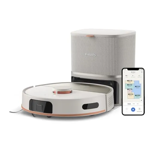 Philips 5000 Serisi Islak Kuru Robot Süpürge, Yüksek Emiş Gücü, Uzun Çalışma Süresi, 200 dk'ya Kadar Şarj, HomeRun, Otomatik Boşaltma İstasyonu, Beyaz (XU5100/20)