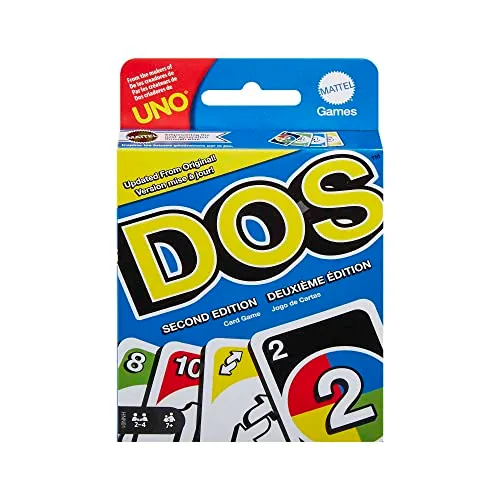 Mattel Games UNO DOS Kartlar Çocuklar ve yetişkinler için aile kart oyunu DOS™ İkinci Seri HNN01