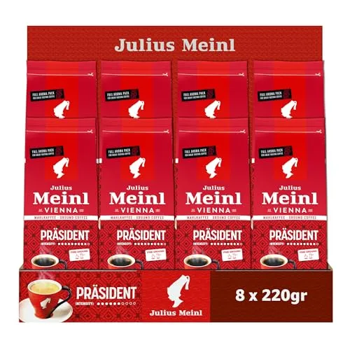 Julius Meinl President Blend Öğütülmüş Filtre Kahve, 220 Gram x 8 Adet