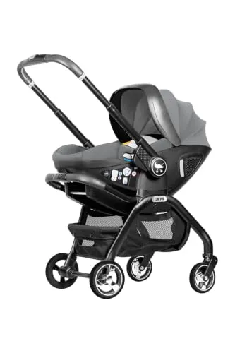 Merkür Bebe Onyx 2'si 1 Arada i-Size Oto Koltuğu ve Bebek Arabası Gri, saniyeler içinde dönüşüm, tekerlekli oto koltuğu, çift yönlü, 9.5 kg, 0-13 kg arası kullanım, hafif, kompakt
